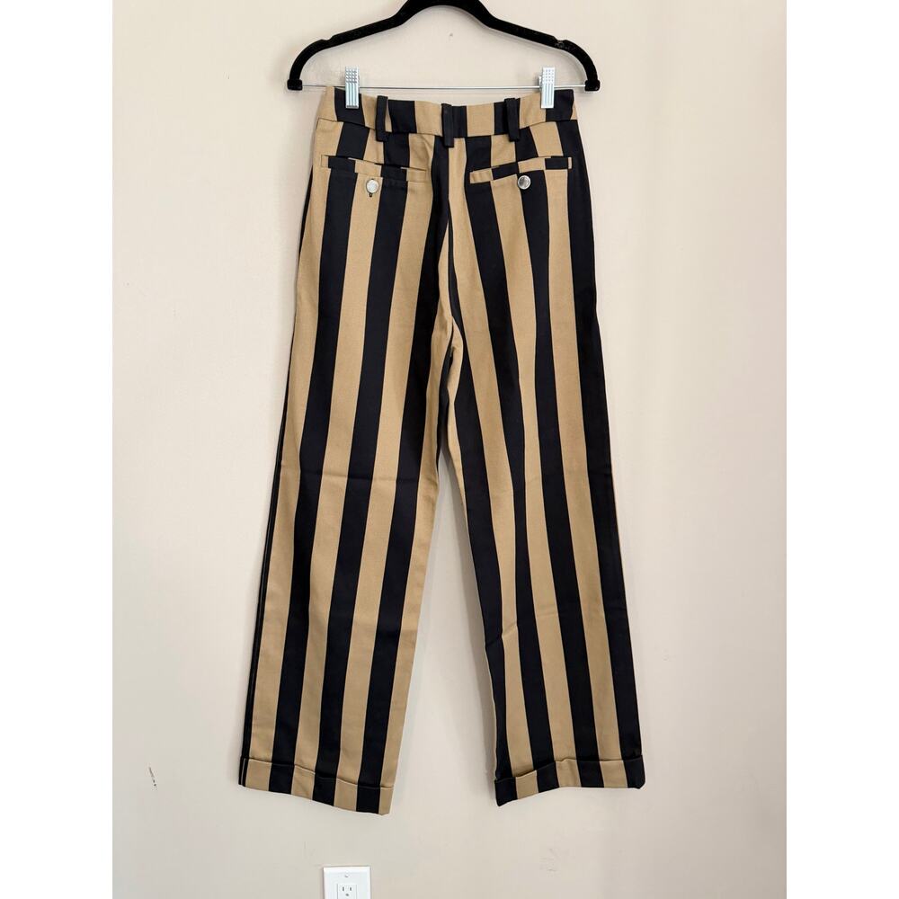 Stine Goya Striped Jacket Pants Co-Ord Set XS Tan Black Statement Scandi Chic - Picture 8 of 12